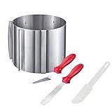 Westmark Back-Set, 4tlg., 1 Tortenring, 15 cm hoch mit Skala, Surprise + 2 Mini-Paletten + 1 Schaber/Kuchenlöser, Rostfreier Edelstahl/PP, Silber/Rot/Weiß, 313022E8