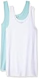 Amazon Essentials Damen Tanktop, schmale Passform, 2er-Pack, Mehrfarbig (Aqua/White), X-Larg