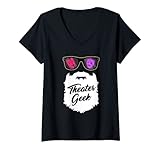 Damen Theater Geek Thespian Beard - Theater Musikliebhaber Schauspieler T-Shirt mit V