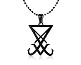 PJ JEWELLERY Gotische Hexensiegel von Lucifer Sigill von Lucifer Satan Satanic Symbol Pendant Necklace, 24'Kugelk