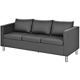 COSTWAY 3 Sitzer Sofa mit Kissen, Kunstleder Sofagarnitur, Ecksofa Wohnzimmersofa, Couchgarnitur Couch perfekt für Zuhause und Büro, G