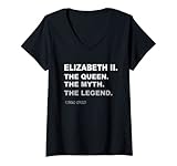 Damen Elizabeth II Queen Legend Britische Krone Platinjubiläum T-Shirt mit V