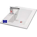 Einbau-Waschbecken 70x45x15cm eckig | 70cm Einbau-Waschtisch zum einlassen in eine Platte | Material: hochwertiges Mineralguss | Qualität MADE IN EU