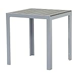 Pure Home & Garden Aluminium Gartentisch Fire Square mit Polywood Tischplatte, 60 x 60 cm absolut wetterfest, Silb