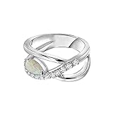 Multi Wählen Sie Ihren Edelstein 0,70 Ctw Criss Cross Birnenförmig 925er Sterling Silber Stapelbarer Ring (Opal, 27.5)