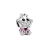 Disney Cheshire Sterling Silver Charm with Black and pink E