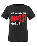 Comedy Shirts - Es wird eh Halli Galli - Mädchen T-Shirt - Schwarz/Weiss-Rot Gr. 152/164