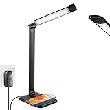 Schreibtischlampe LED Dimmable Wireless Charger, Larkotech Schreibtischlampe mit Bewegungsmelder, Touch Control Tischlampe mit 3 Farb und 7 Helligkeitsstufen, Auto Timer, Lesen, Büro,