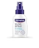 Hansaplast Wundspray (50 ml), zur antiseptischen Wundreinigung durch mechanische Spülung, Spray schützt vor Wundinfektionen, farblos und b