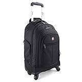 Rollkoffer mit Rädern, Oxford-Gewebe, wasserdicht und verschleißfest, für Studenten (Farbe: Schwarz, Größe: 53 x 35 x 21 cm)