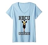 Damen HBCU Graduate Educated Melanin Black Graduation Senior Grade T-Shirt mit V