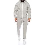 AWDX Sportbekleidung Herren Sets Trainingsanzug Jogging Sportanzug, Lang Einfarbig im Herbst Winter Activewear mit Reißverschluss Sweatshirt Cargohosen und Trainingsjacke mit Kapuze Freizeitanzug