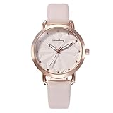 Uhr Armbanduhren Männer Damenuhren Hansee Damen Blatt Mode Gürtel Uhr Studentin Quarzuhr Watch Uhren Herrenuhr(Beige)