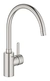 GROHE Eurosmart Cosmopolitan Küchenarmaturen - Einhand-Spültischbatterie (DN 15, supersteel, hoher Auslauf) 32843DC2