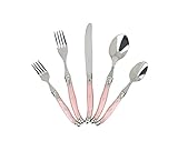 Laguiole 20-teiliges Besteck-Set - Edelstahl-Besteckset - Spülmaschinenfestes Besteckset - Luxuriöse Utensilien-Sets mit Messern, Löffeln und Gabeln (Blütenblattrosa, Service für 4)