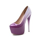 Damen sexy runde Zehen Super High Heels Stiletto Plattform Party Damen Pumps ZYM-1561 (lila, Numeric_40)