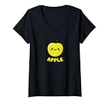 Damen Kawaii Apfelfrucht T-Shirt mit V