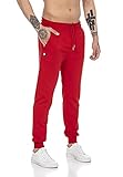 Redbridge Jogging-Hose für Herren Jogger Sweat-Pants Freizeithose Basic Rot L