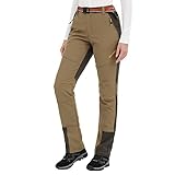 GITVIENAR Damen Outdoorhose Gefüttert Wanderhose Wasserdicht Winddicht Softshellhose Atmungsaktiv Warm Winterhose Trekkinghose Herbst Winter (Braun, M)