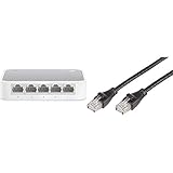 TP-Link TL-SF1005D 5-Port Fast Ethernet-/Netzwerk-/LAN Switch, weiß & Amazon Basics Ethernet-Netzwerkkabel, RJ45, Cat6, 1.5 m, 1.000Mbit/s, 5-Pack