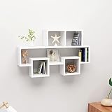 Hogotin Würfelregal Wandregal Hochglanz-Weiß Regal Wandboard Hängeregal Bücherregal Schweberegal Dekorative Regal für Wohnzimmer Schlafzimmer Büro 82x15x51