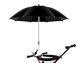 Kinderwagen Regenschirm Mit Verstellbarer Klammer Buggy Sonnenschirm Mit Clip Auf UPF 50+ Ideal Für Kinder(Schwarz)