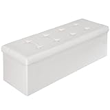 TecTake 110x38x38 cm Faltbarer Sitzhocker Aufbewahrungsbox Sitzwürfel mit Stauraum - Diverse Farben - (Weiß | Nr. 401823)