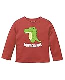 Comedy Shirts - Clipart Krokodil - Wunschname - Baby Langarm Shirt - Rot/Weiss Gr. 80/86