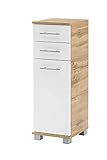 Schildmeyer Nitro Highboard 144227, Holzwerkstoff, Eiche Landhaus Dekor/weiß matt, 30,3x36,6x88,6