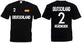 Deutschland Rüdiger Herren T-Shirt EM 2020 Trikot Look Style Shirt Schwarz L