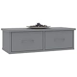 Gawany Wand-Schubladenregal mit 2 Schubladen Wandregal Wohnzimmerschrank Wandschrank Hängeschrank Wandgarderobe Hängeregal Grau 60x26x18,5 cm Spanp
