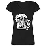 Weihnachten & Silvester Geschenke Party Deko - Its The Most Wonderful time for a Beer Vintage - weiß - XS - Schwarz - Kurzarm - XO1525 - Damen T-Shirt mit V