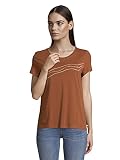 TOM TAILOR Denim Damen Print Basic T-Shirt, 26680 - Amber Brown, XL