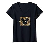 Damen Disney Mickey Mouse Gold Cheetah Print Box T-Shirt mit V