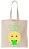 Finest Prints Ich Könnte Kotzen Vor Glück. Kotzende Emoji Cotton Canvas Tote Bag