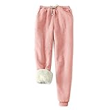 Snakell Damen Winter Warm Fleece Jogginghose Sherpa Gefüttert Sweatpants Active Pant Sportjogginghose Jogger Fleece Hosen Thermo Laufhose Trainingshose mit T