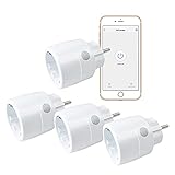 Sonsonai WLAN Smart Steckdose, kompatibel mit Amazon Alexa Google Home, Alexa Smart Zubehör, WiFi Mini Stecker mit Fernsteurung Sprachsteuerung und Timerfunktion, 2.4 GHz, 4er Pack
