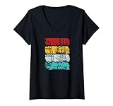 Damen Vintage Retro Maritime Boote Segelboot Segeln T-Shirt mit V