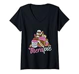 Damen Kuchen Therapie - Geschenkidee für Torten und Kuchenfans T-Shirt mit V