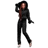 Schneeanzüge Damen Einteilig Daunen Overall für Mädchen Skianzug Skifahren Outdoor Jumpsuit Skiijacke Skioverall Skianzüge Ski suit Skisuit Schneeanzug Strampler Winter Overalls Outfit S