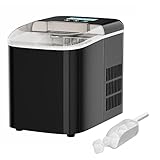 GOPLUS Eiswürfelbereiter, Eiswürfelmaschine mit Selbstreinigungsfunktion, Ice Maker mit LCD-Display, 2,1 Liter Wassertank, 12 kg in 24 Std, für Zuhause Büro Bar Grillabend (Schwarz)