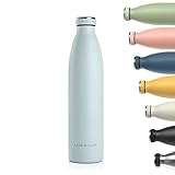 LARS NYSØM Trinkflasche Edelstahl 1000ml | BPA-freie Isolierflasche 1 Liter | Auslaufsichere Wasserflasche für Sport, Fahrrad, Hund, Baby,