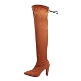 Damen Langschaft Stiefel Spitzschuh High Heel/Flach lässige Overknee Stiefel Vintage Reiterstiefel Elegante Reiterstiefel Mode Kniehohe Stiefel Modische Halblange Stiefel Klassische mit Schnürsenk