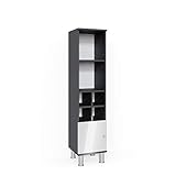 Vicco Badschrank Fynn Midischrank 7 Fächer Hochschrank Badezimmerschrank Bad (Anthrazit)