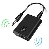 Bluetooth Adapter, Audio 5.0 Bluetooth Transmitter 2 in 1 Wireless Sender Empfänger mit 3,5mm Audio Kabel Receiver für Kopfhörer Lautsprecher HiFi Radio Auto Tablet TV PC Laptop MP3 /MP4
