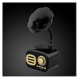 YXZQ Kabelloser Lautsprecher Retro Bluetooth-Lautsprecher tragbarer Mini-drahtloser Grammophon-Lautsprecher mit TF. Slot Portable SP99. Hohe Klangqualität (Color : Black)