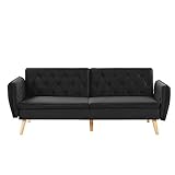 Beliani 2-Sitzer Sofa mit Schlaffunktion aus Samtstoff schwarz B