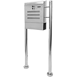 Maxstore STILISTA Briefkasten V2A Edelstahl Standbriefkasten mit Zeitungsfach, Postkasten unterschiedliche Designs, Höhe 120-144cm, Schwere Qualität (6-8kg) - 40100023