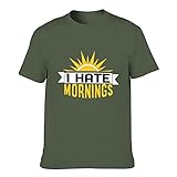 T-Shirt I Hate Morning 3D Digitaldruck Mehrere Muster Kurzarm-T-Shirt mit Rundhalsausschnitt für Teen Boys und Mädchen Teenager Army Green M