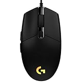 Logitech Gaming Mouse G102 LIGHTSYNC Maus für Rechtshänder, Optisch, 6 Tasten, kabelgebunden, USB, schw